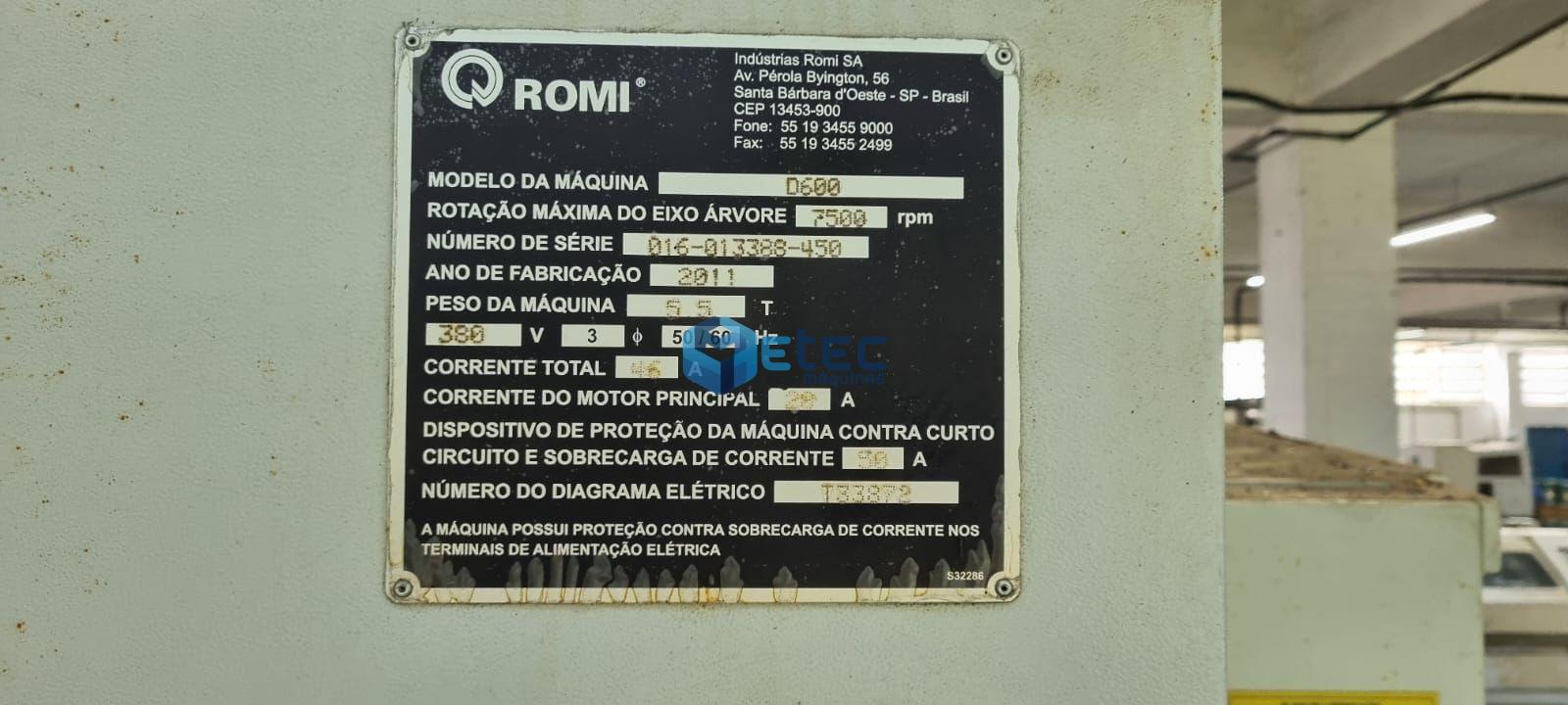 Centro de Usinagem Romi D600