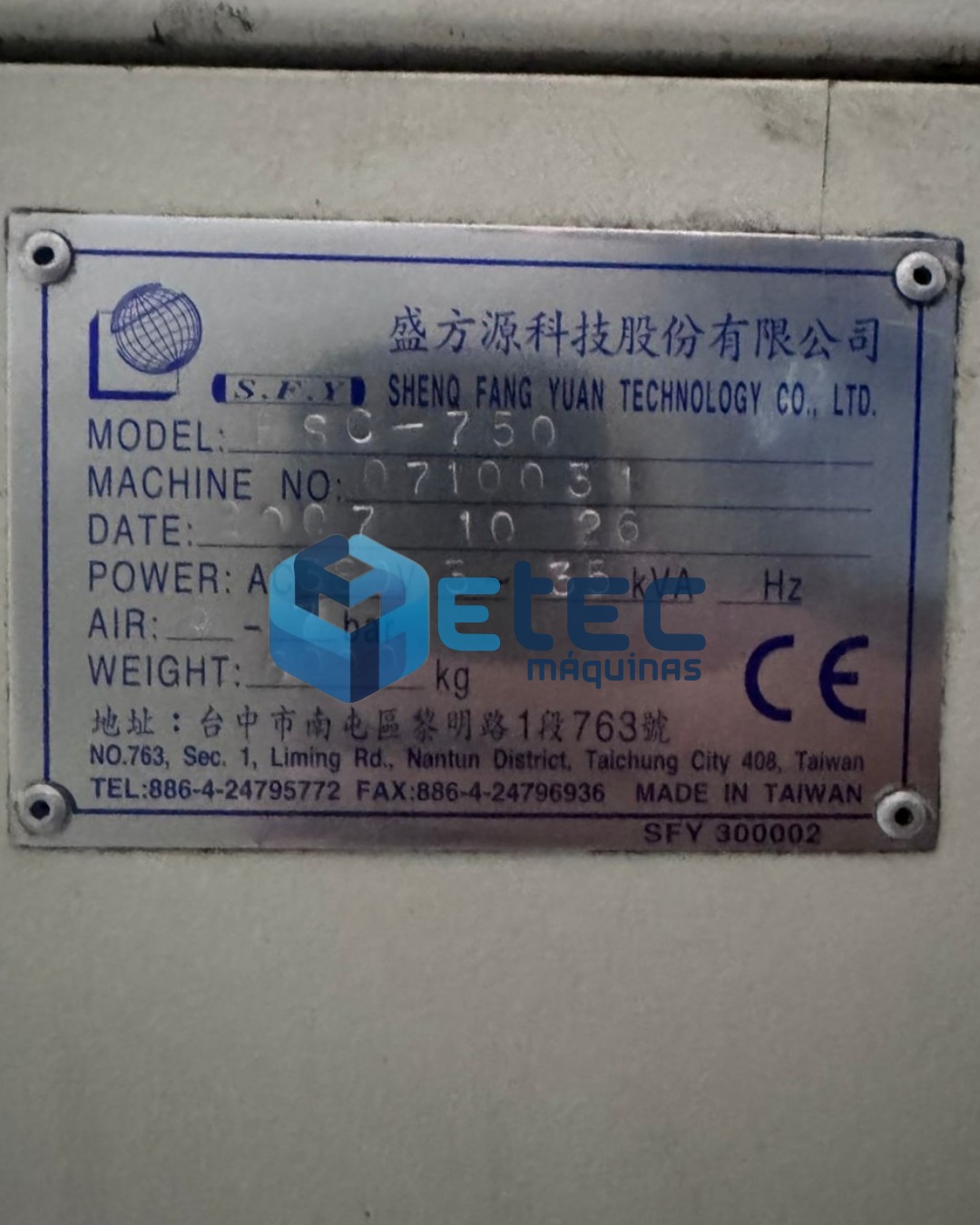 Centro de Usinagem SFY-HSC750