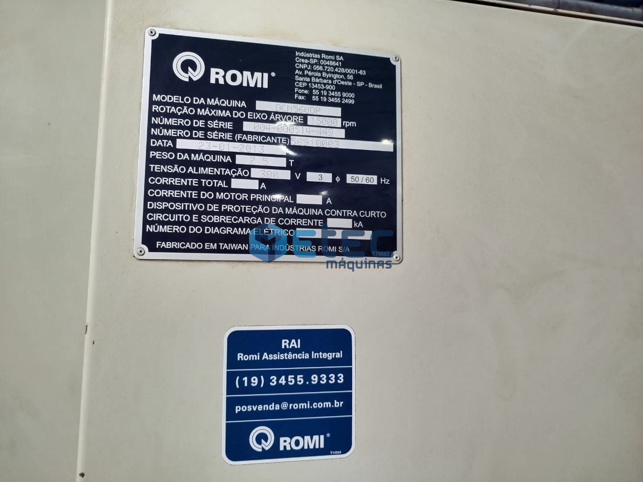 Centro de Usinagem Vertical Duplo Pallet ROMI DCM 560DP