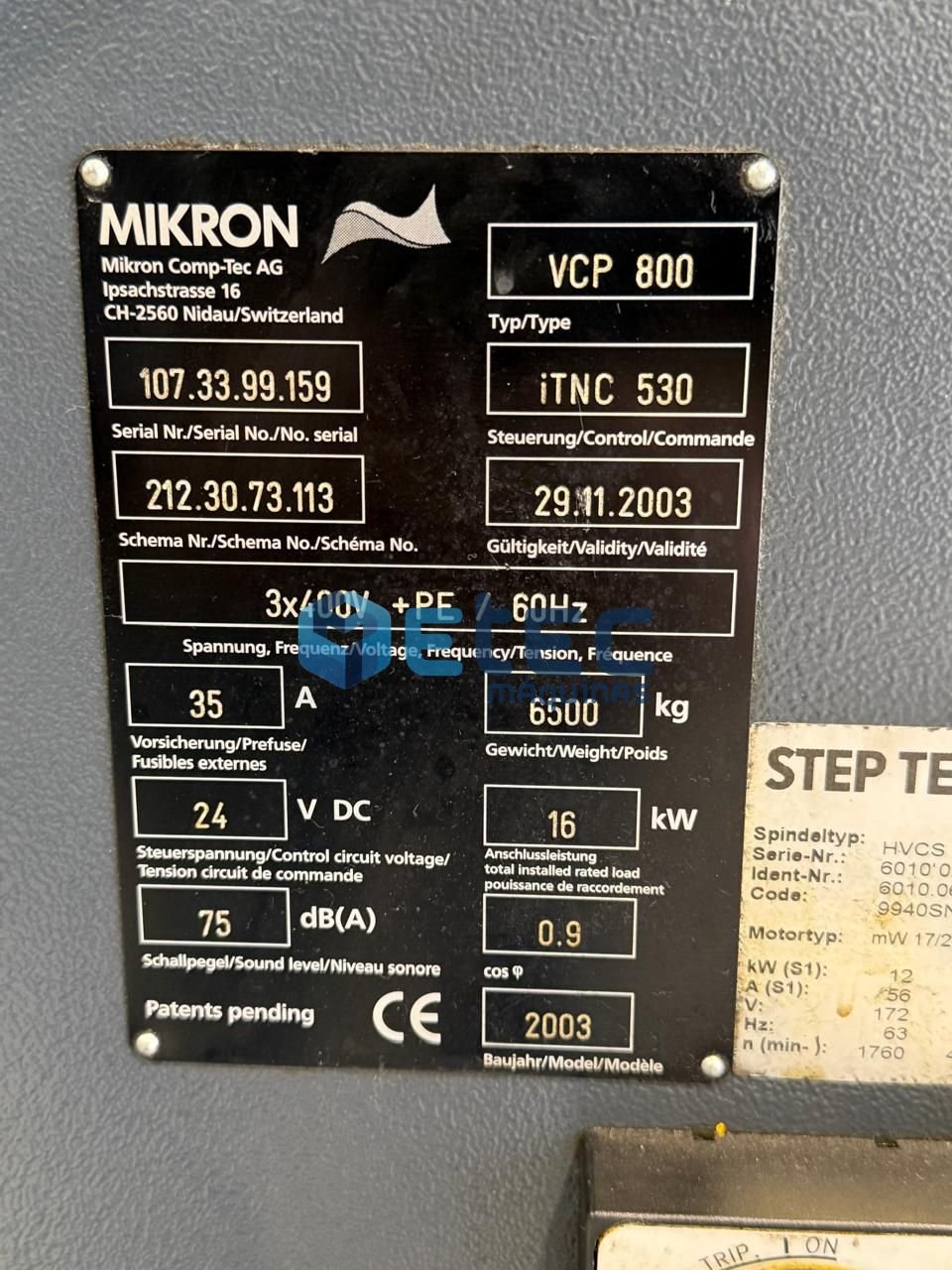 Centro de Usinagem Vertical  High Speed Micron VCP 800