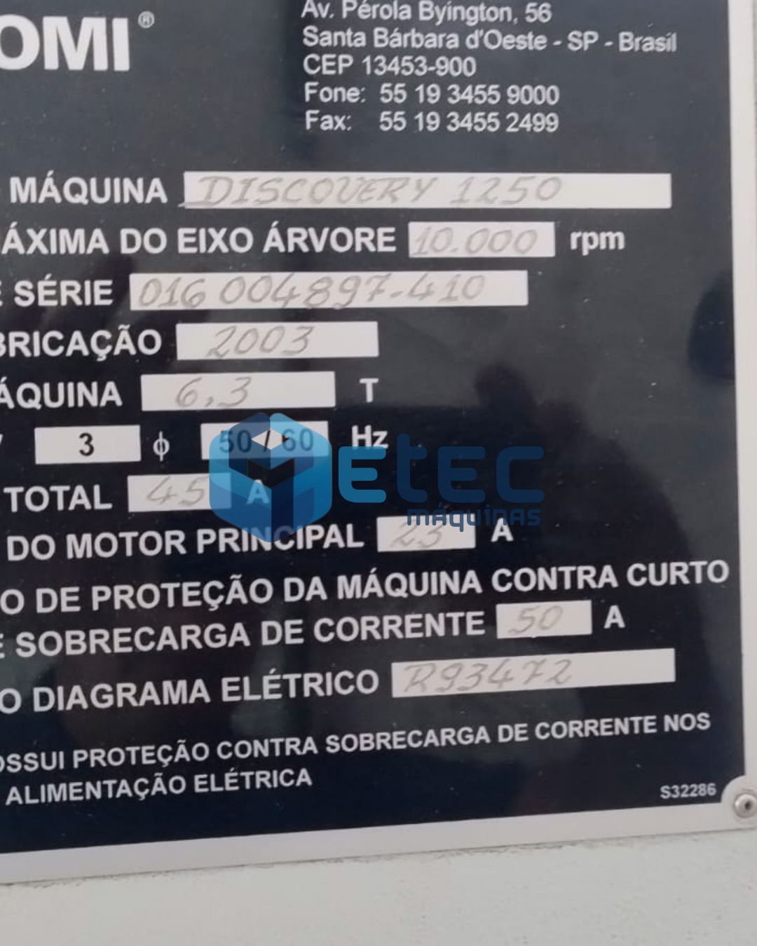 Centro de Usinagem Vertical ROMI DISCOVERY D1250