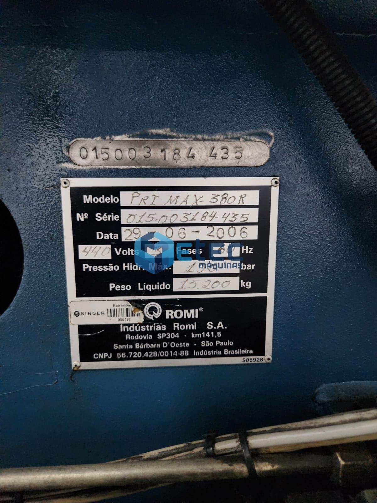 Injetoras Romi 380 Ton (02 Máquinas)