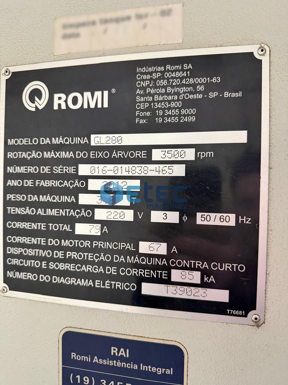 Torno CNC Romi GL 280